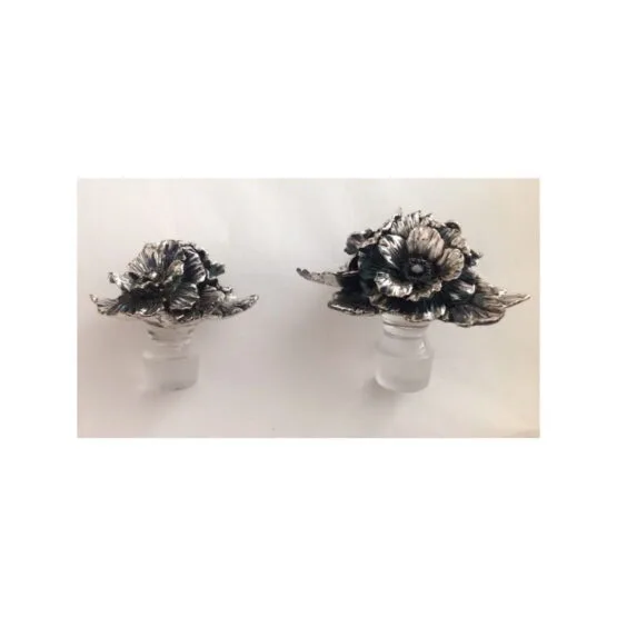 Oil and Vinegar Set in Crystal with Silver Caps - Image 3