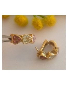 18kt Solid Gold Earrings with Quartz- gr. 6.1