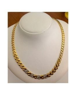 18kt Solid Gold Necklace with Cubic Zirconia - gr. 31,5