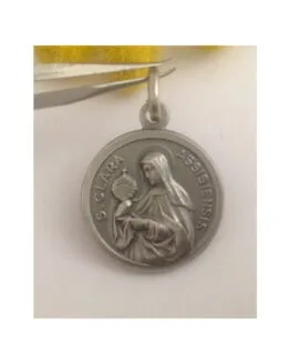 MEDAGLIETTA " SANTA CHIARA D'ASSISI " IN ARGENTO MASSICCIO 925 MILLESIMI
