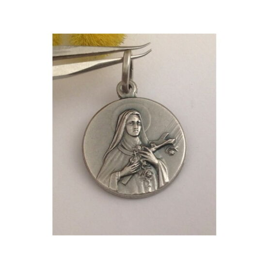 Medaglietta"Santa Teresa del Bambin Gesù in argento massiccio 925