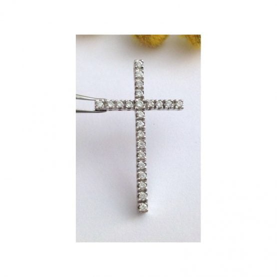 Croce in oro bianco 18kt con 23 Diamanti Nauturali - gr. 2.6