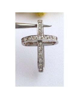 18kt Solid White Gold Cross with Cubic Zirconia-gr.1.91