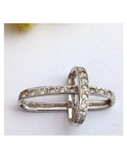 18kt Solid White Gold Cross with Cubic Zirconia-gr.1.91