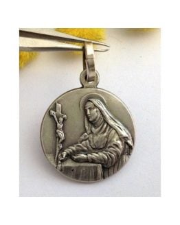 Medaglietta " Santa Rita da Cascia " in argento massiccio 925 millesimi