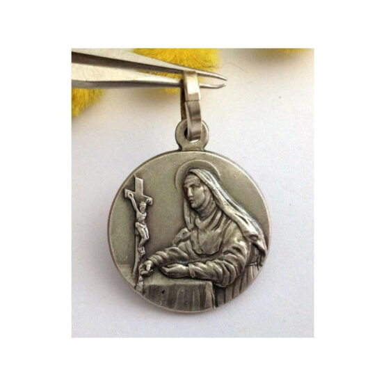 Medaglietta " Santa Rita da Cascia " in argento massiccio 925 millesimi