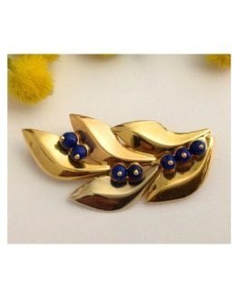 18kt Solid Gold Brooch with Blue Stones - gr. 4.6