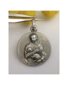 Medaglietta " Santa Agnese " in Argento 925 millesimi