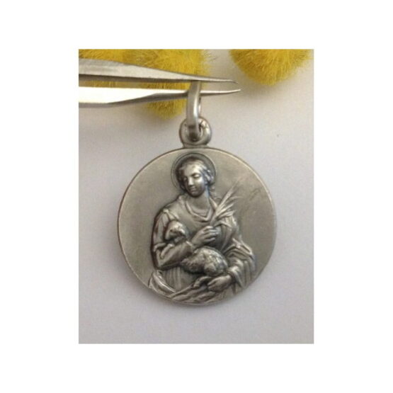 Medaglietta " Santa Agnese " in Argento 925 millesimi