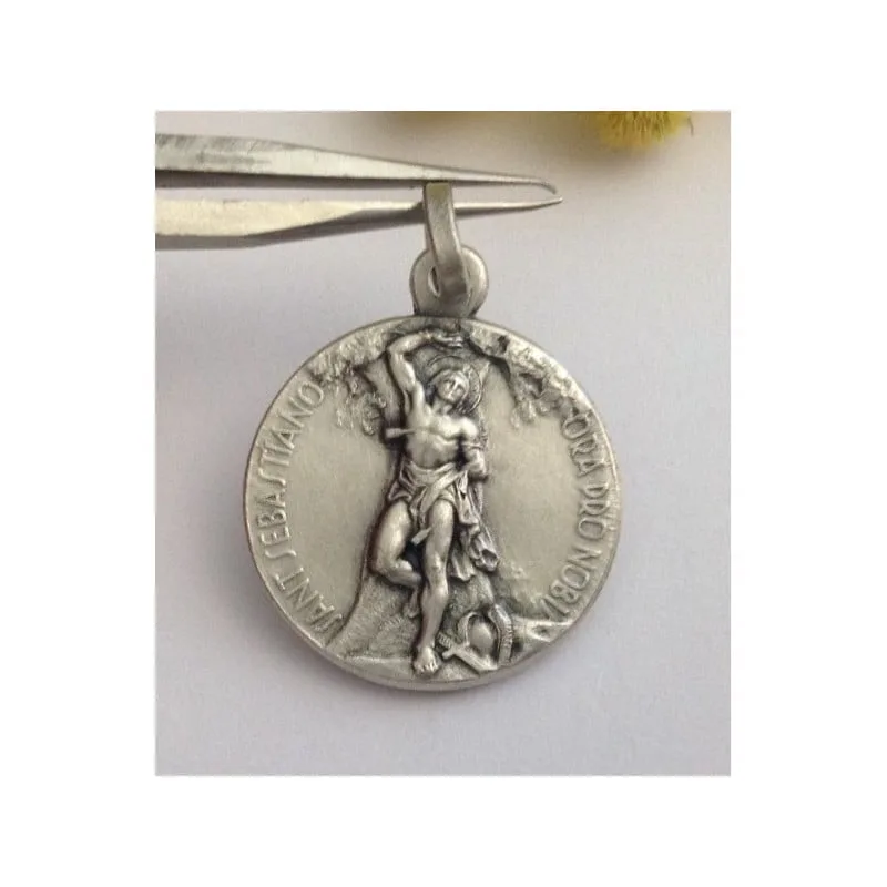 Medaglietta " San Sebastiano " in Argento 925 millesimi