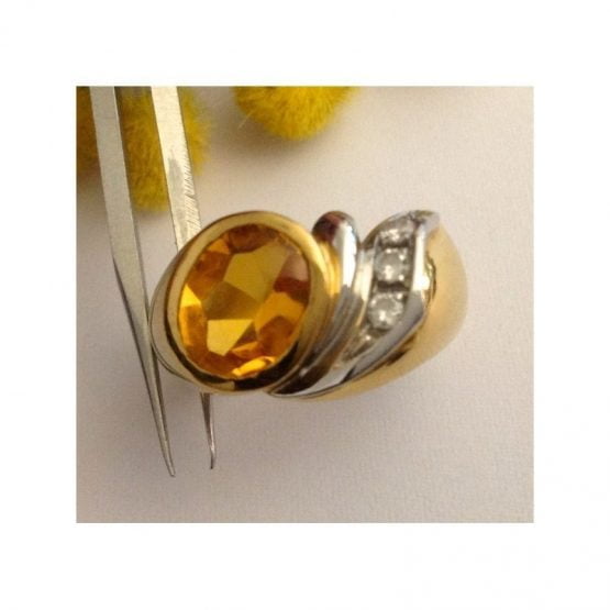 18kt Solid Gold Ring with Citrin Quartz - gr. 7.77