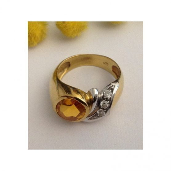 18kt Solid Gold Ring with Citrin Quartz - gr. 7.77