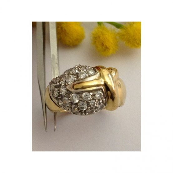 18kt Solid Gold Ring with Cubic Zirconia - gr. 6.58