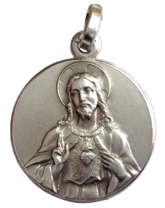 Medaglietta " Sacro Cuore di Gesù " in Argento 925 millesimi