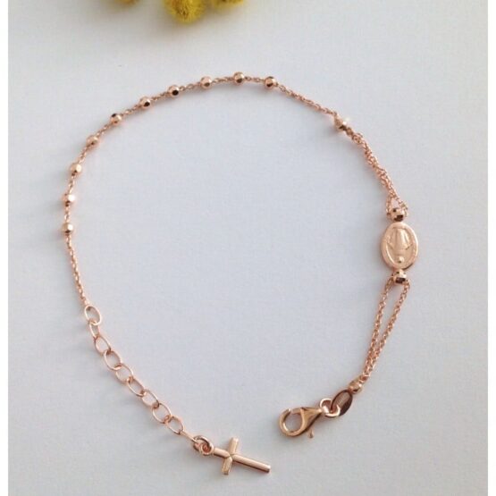 BRACCIALETTO ROSARIO DELLA MEDAGLIA MIRACOLOSA IN ARGENTO 925 ROSE' - immagine 2