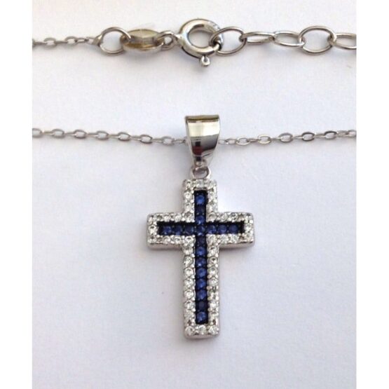 925 STERLING SILVER WITH RHODIUM NECKLACE WITH CROSS - Image 2