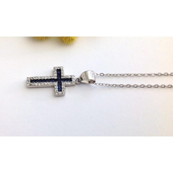 925 STERLING SILVER WITH RHODIUM NECKLACE WITH CROSS - Image 3