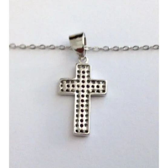925 STERLING SILVER WITH RHODIUM NECKLACE WITH CROSS - Image 4