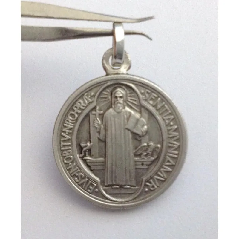 MEDAGLIA DI SAN BENEDETTO IN ARGENTO MASSICCIO 925 - immagine 2