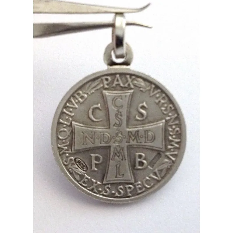 MEDAGLIA DI SAN BENEDETTO IN ARGENTO MASSICCIO 925 - immagine 4