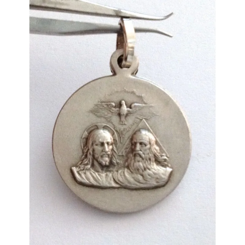 MEDAGLIA RAFFIGURANTE LA SANTISSIMA TRINITA' IN ARGENTO 925 - immagine 3