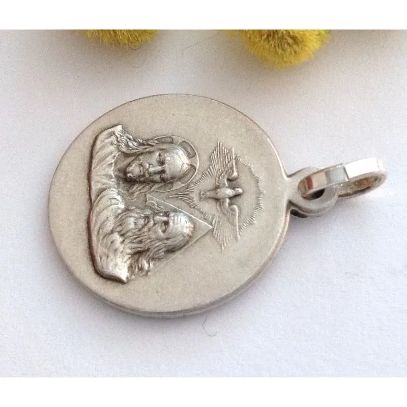 MEDAGLIA RAFFIGURANTE LA SANTISSIMA TRINITA' IN ARGENTO 925 - immagine 4