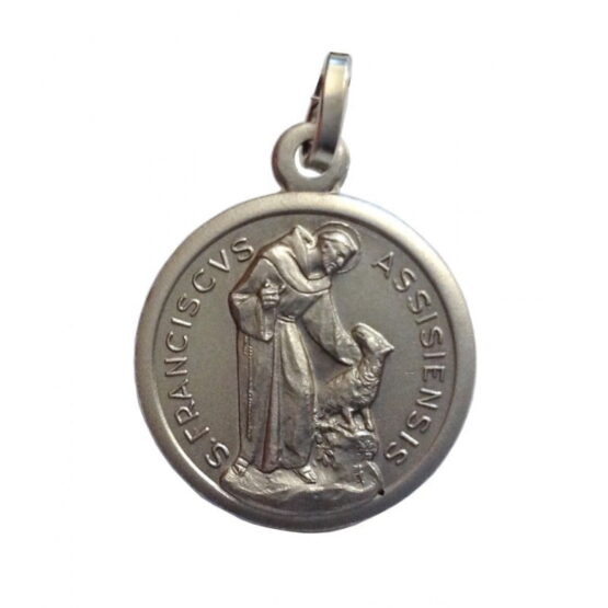 MEDAGLIETTA " SAN FRANCESCO D'ASSISI " IN ARGENTO MASSICCIO 925
