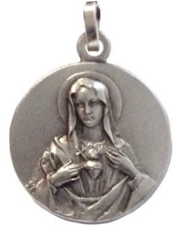 Medaglia Sacro Cuore di Maria In Argento 925
