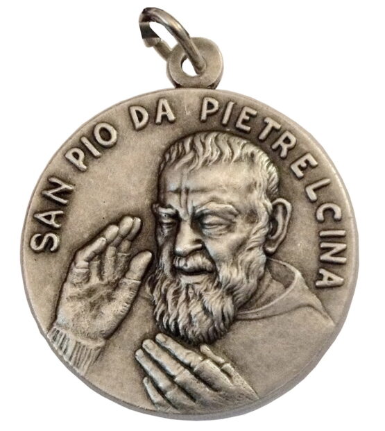 SAINT PIO OF PIETRELCINA ( PADRE PIO ) Medal - BIG SIZE - 32 mm - Made in HIGH RELIEF