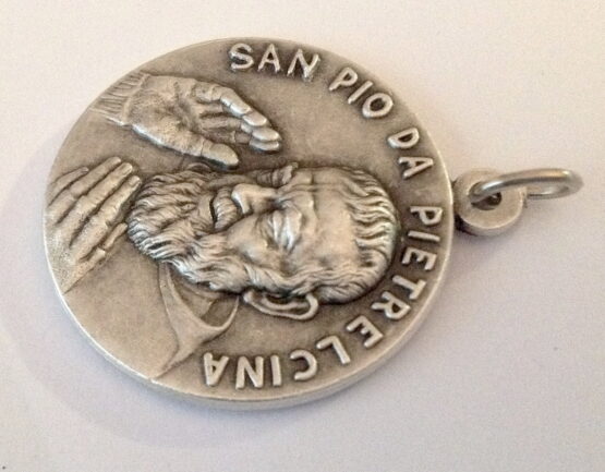 SAINT PIO OF PIETRELCINA ( PADRE PIO ) Medal - BIG SIZE - 32 mm - Made in HIGH RELIEF - Image 3