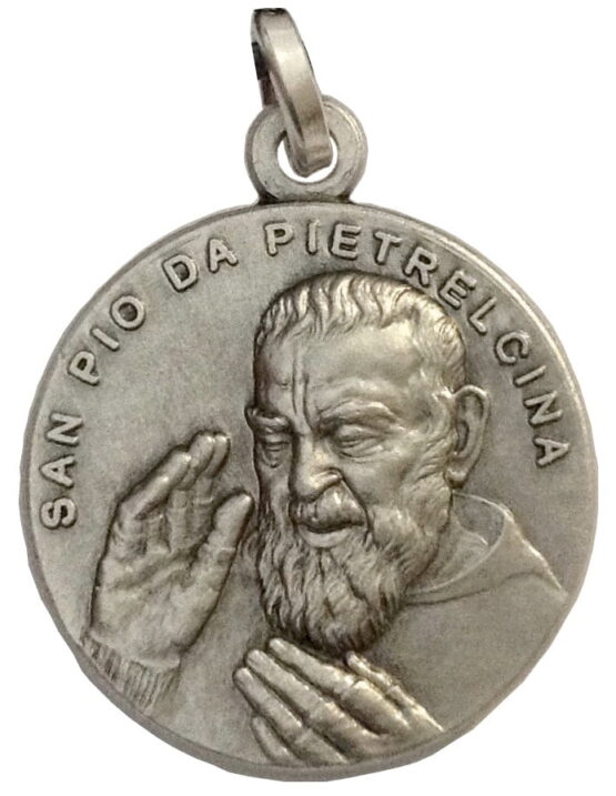 MEDAGLIA DI SAN PIO DA PIETRELCINA ( PADRE PIO ) IN ARGENTO 925