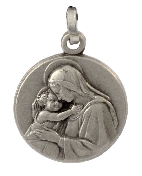 925 STERLING SILVER MADONNA WITH JESUS CHILD MEDAL