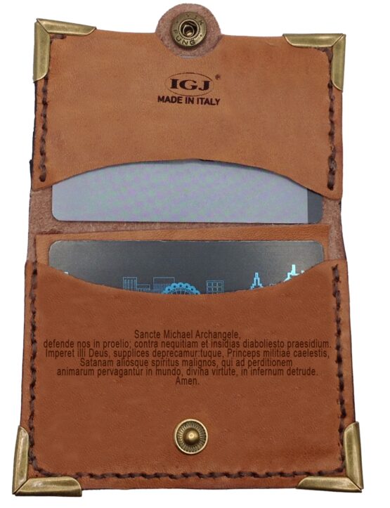 CARD AND DOCUMENT HOLDER (MAN - WOMAN) OF SAINT MICHAEL THE ARCHANGEL - MADE OF REAL LEATHER - ARTISAN PRODUCTION - Image 3