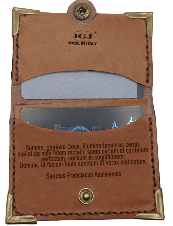 CARD AND DOCUMENT HOLDER (MAN - WOMAN) WITH TAO CROSS - MADE OF REAL LEATHER - ARTISAN PRODUCTION - Image 3
