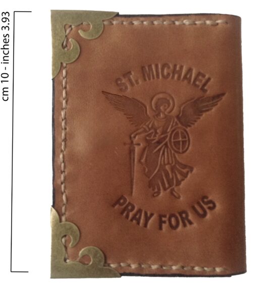 CARD AND DOCUMENT HOLDER (MAN - WOMAN) OF SAINT MICHAEL THE ARCHANGEL - MADE OF REAL LEATHER - ARTISAN PRODUCTION - Image 2