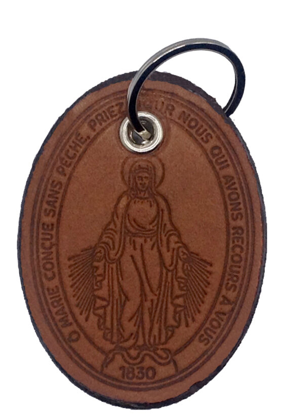 KEY RING OF THE MIRACULOUS MEDAL - 100% MADE OF REAL LEATHER - ARTISAN PRODUCTION - 100% MADE IN ITALY - Image 5
