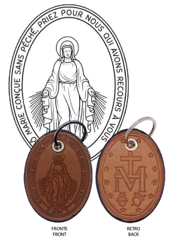 KEY RING OF THE MIRACULOUS MEDAL - 100% MADE OF REAL LEATHER - ARTISAN PRODUCTION - 100% MADE IN ITALY - Image 3