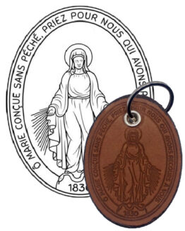 KEY RING OF THE MIRACULOUS MEDAL - 100% MADE OF REAL LEATHER - ARTISAN PRODUCTION - 100% MADE IN ITALY