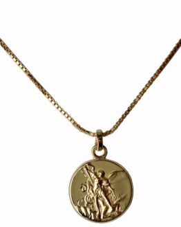 925 STERLING SILVER SAINT MICHAEL THE ARCHANGEL MEDAL - GOLD PLATED WITH CHAIN