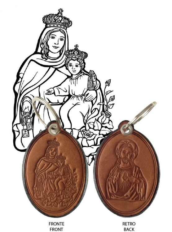 SCAPULAR KEY RING - MADONNA OF MOUNT CARMEL / SACRED HEART OF JESUS - 100% MADE IN ITALY