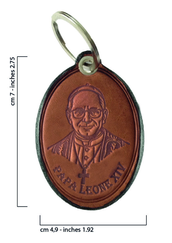 PORTACHIAVI DI PAPA LEONE XIV° E SIGILLO PAPALE - VERO CUOIO - immagine 4