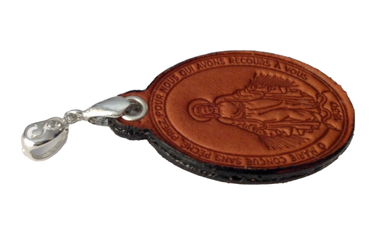 LA MEDAGLIA MIRACOLOSA REALIZZATA IN VERO CUOIO CON LACCIO IN CORDA - immagine 5